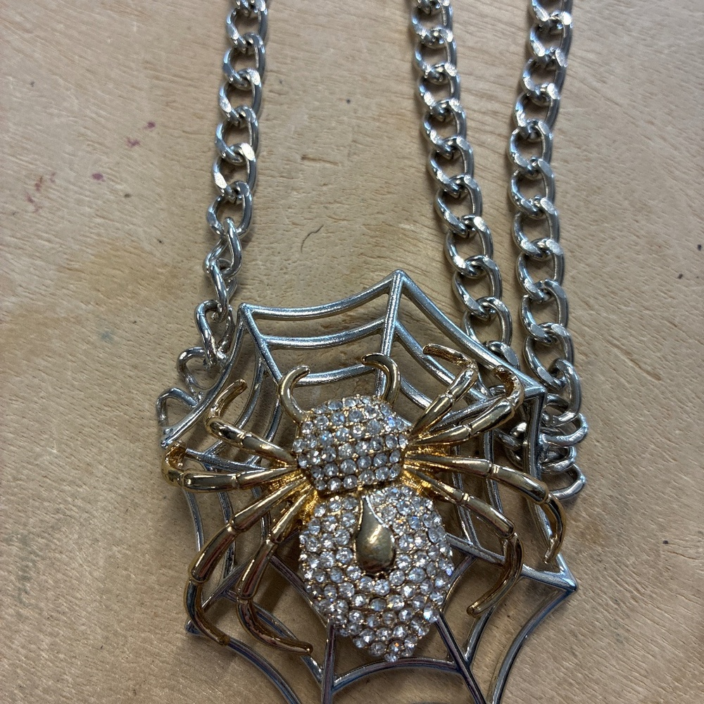 Spider necklace made from vintage pieces